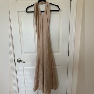 Show‎ me your Mumu Jasmine Halter Midi Dress- champagne luxe satin- small